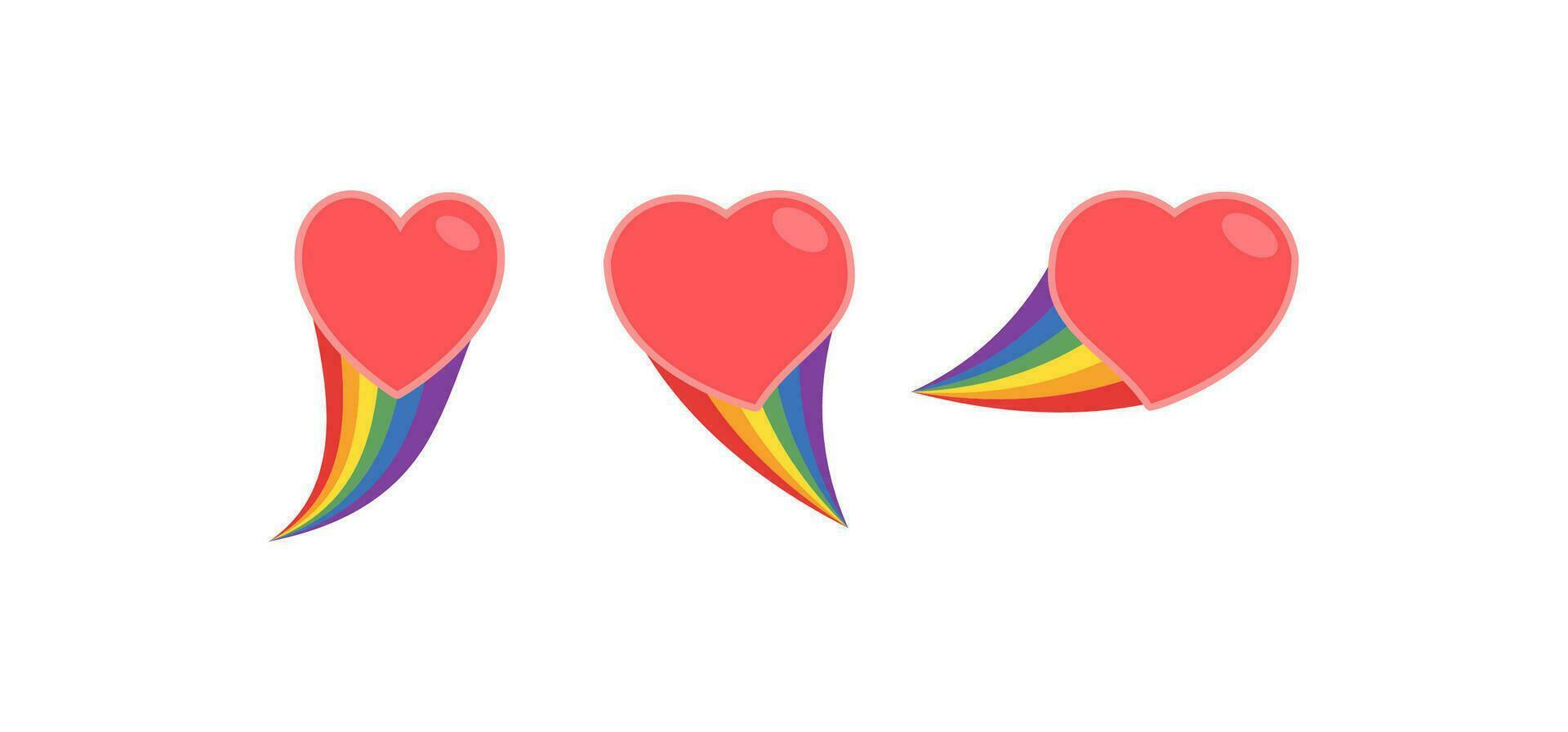 Heart icon with rainbow flag comet. Love diversity, pride month symbol. vector