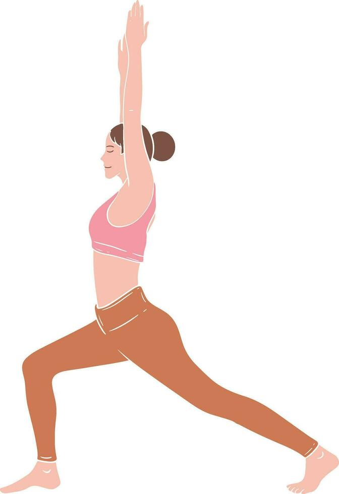 Warrior I Pose Yoga Illustration vector