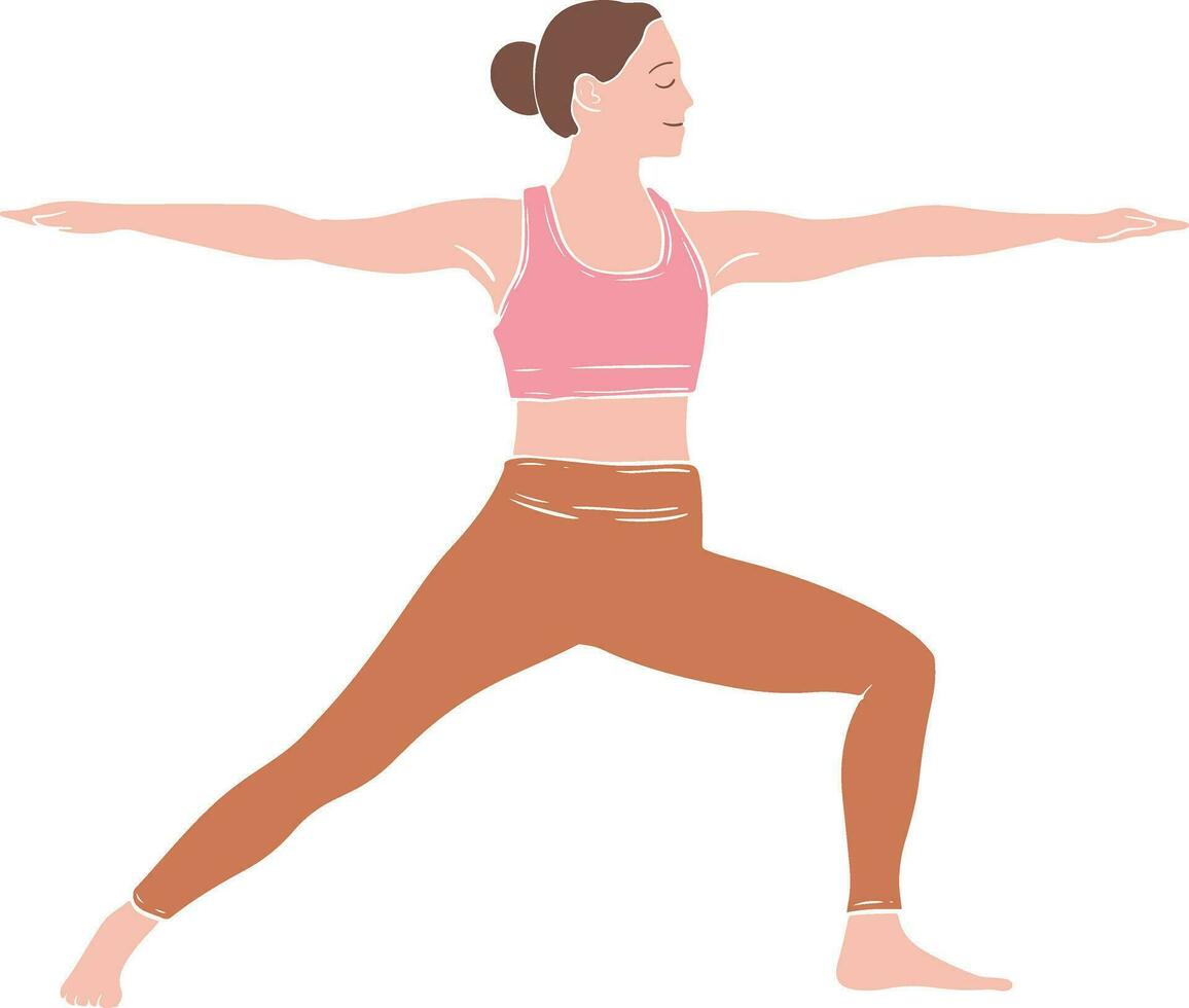 Warrior II Pose Yoga Illustration vector