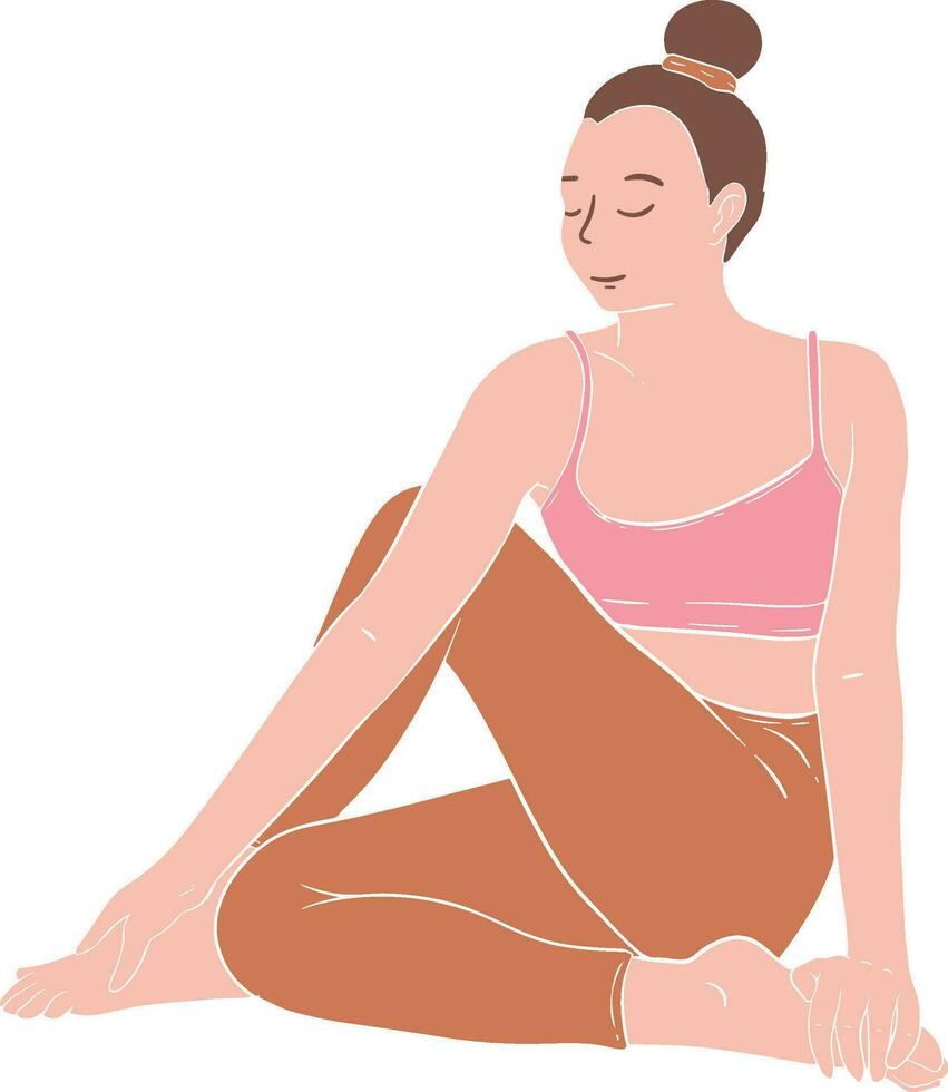 Half Lord of Fishes Pose Yoga Illustration vector