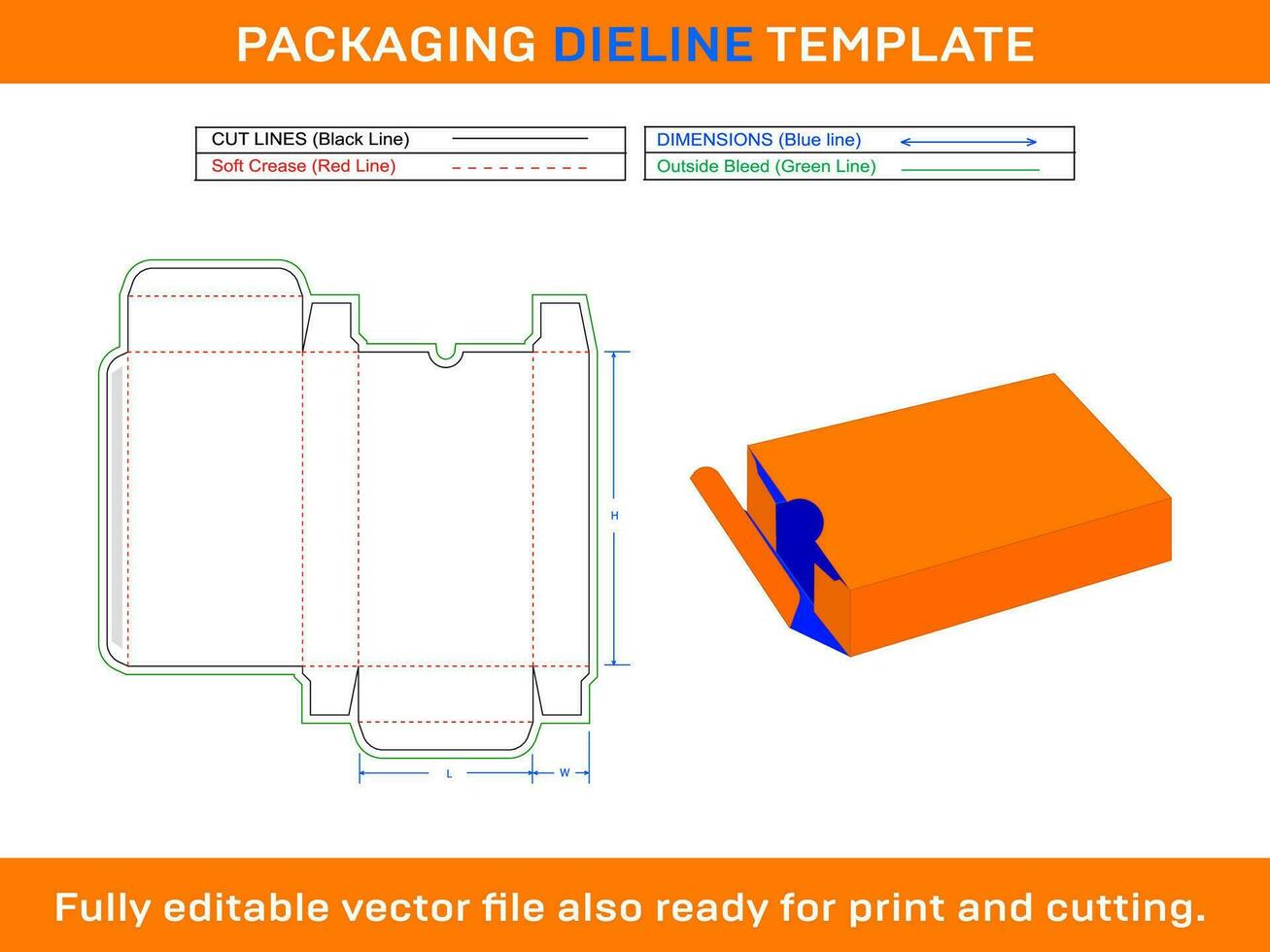 Gift Box, Rectangular Box, Dieline Template, SVG, EPS, PDF, Ai, PNG, JPEG vector