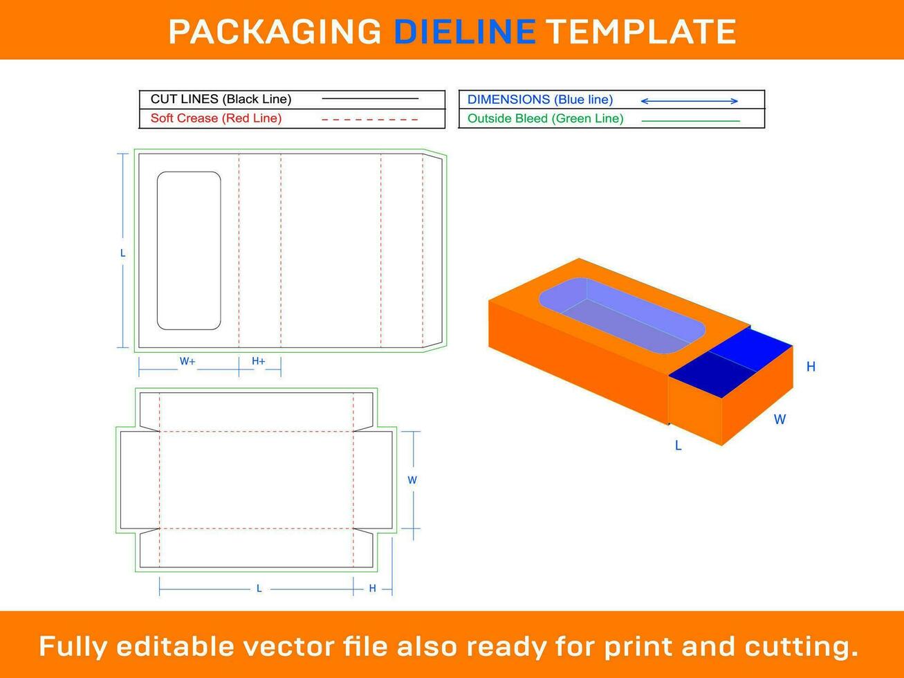 joyería ventana caja dieline modelo vector