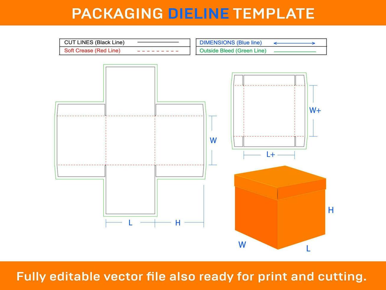 Box With Lid, Faver Gift Box Dieline Template vector