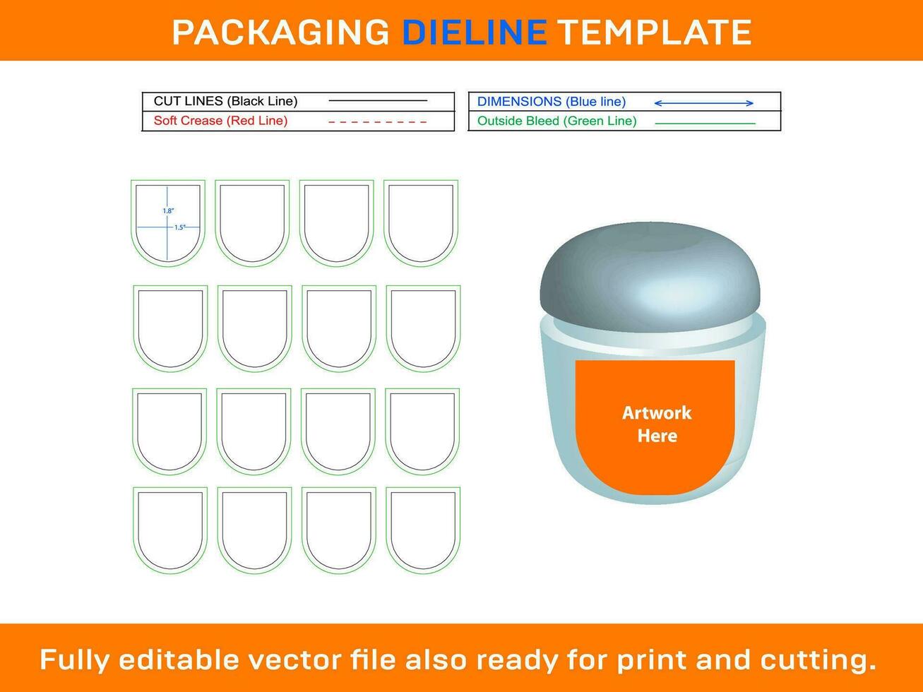 mini mano desinfectante, dieline modelo vector