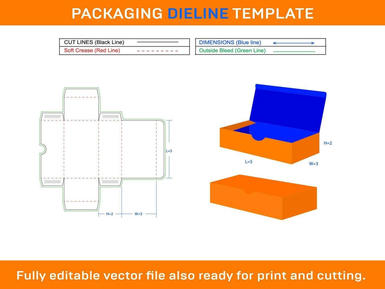 Storage Box, Shoe Box, Rectangular Box, Dieline Template vector