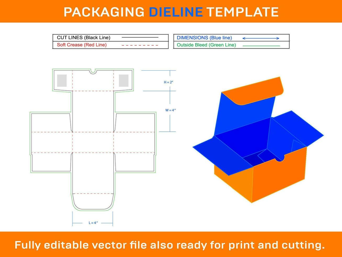 Indestructo tuck end Box, Dieline Template vector