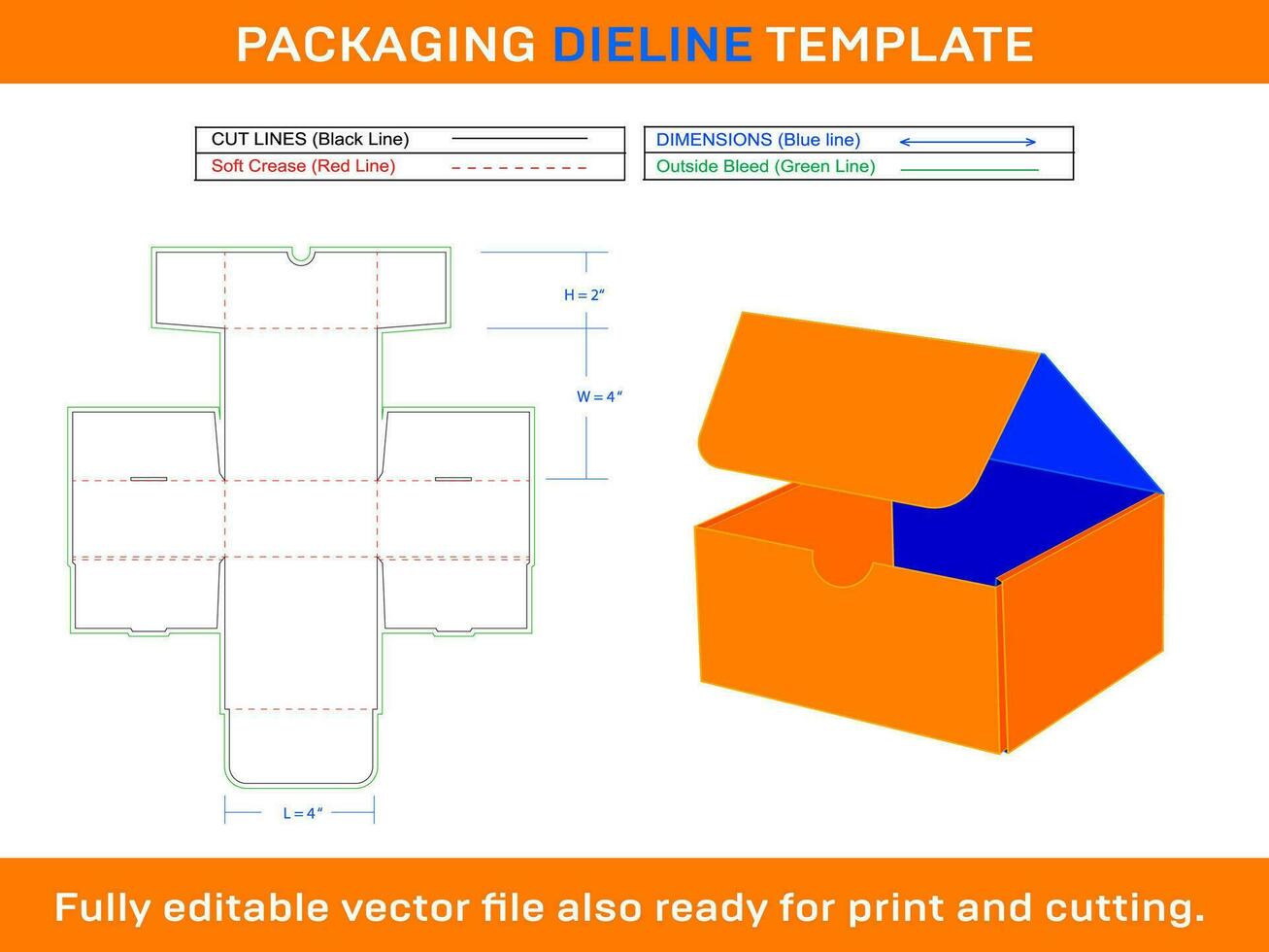 indestructible remitente caja, dieline modelo vector