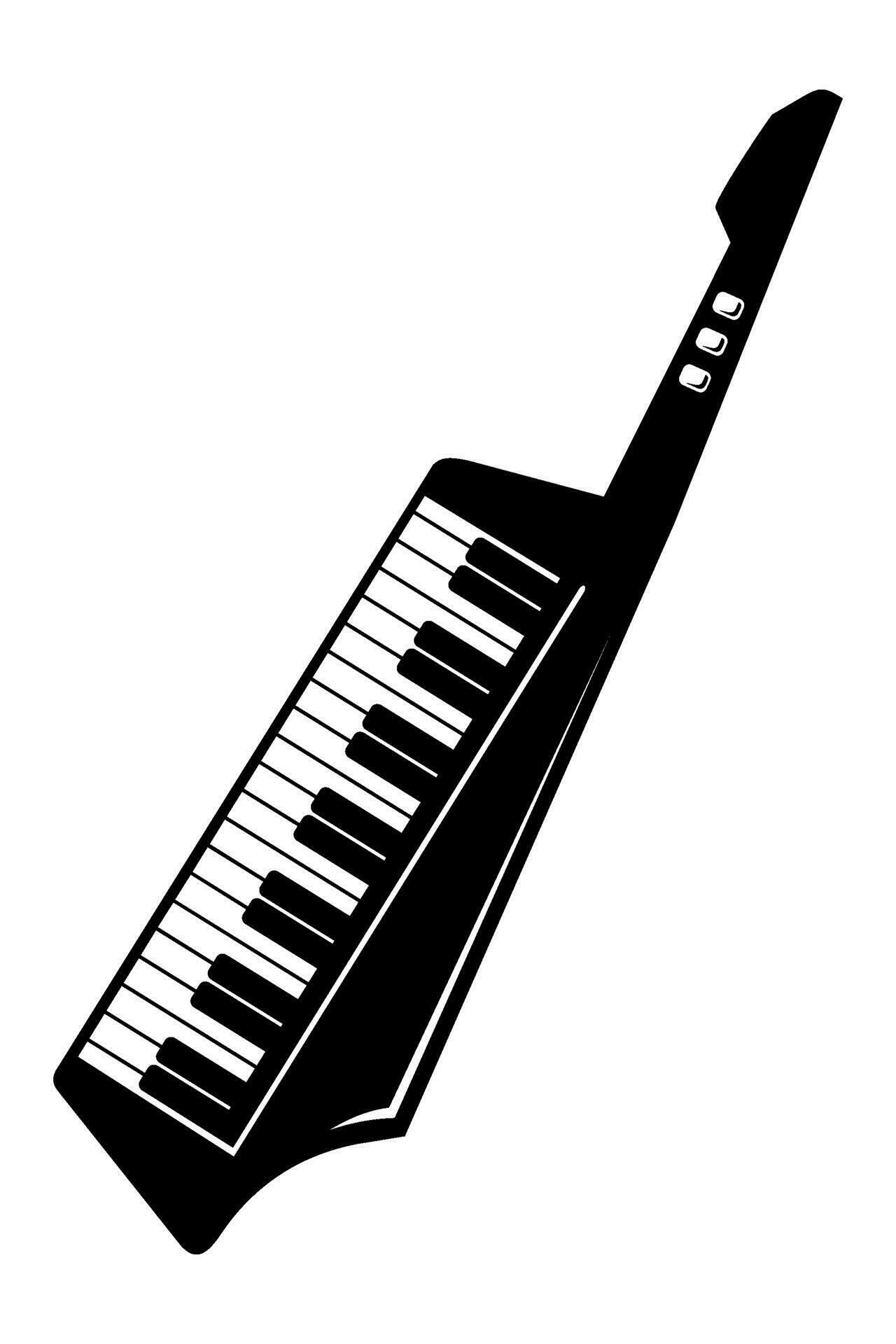 Keytar. Music instrument icon. Outline vector clipart isolated on white
