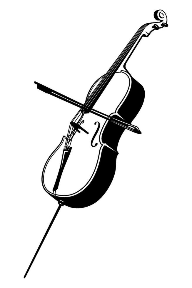 Cello. Music instrument icon. Outline vector clipart isolated on white.