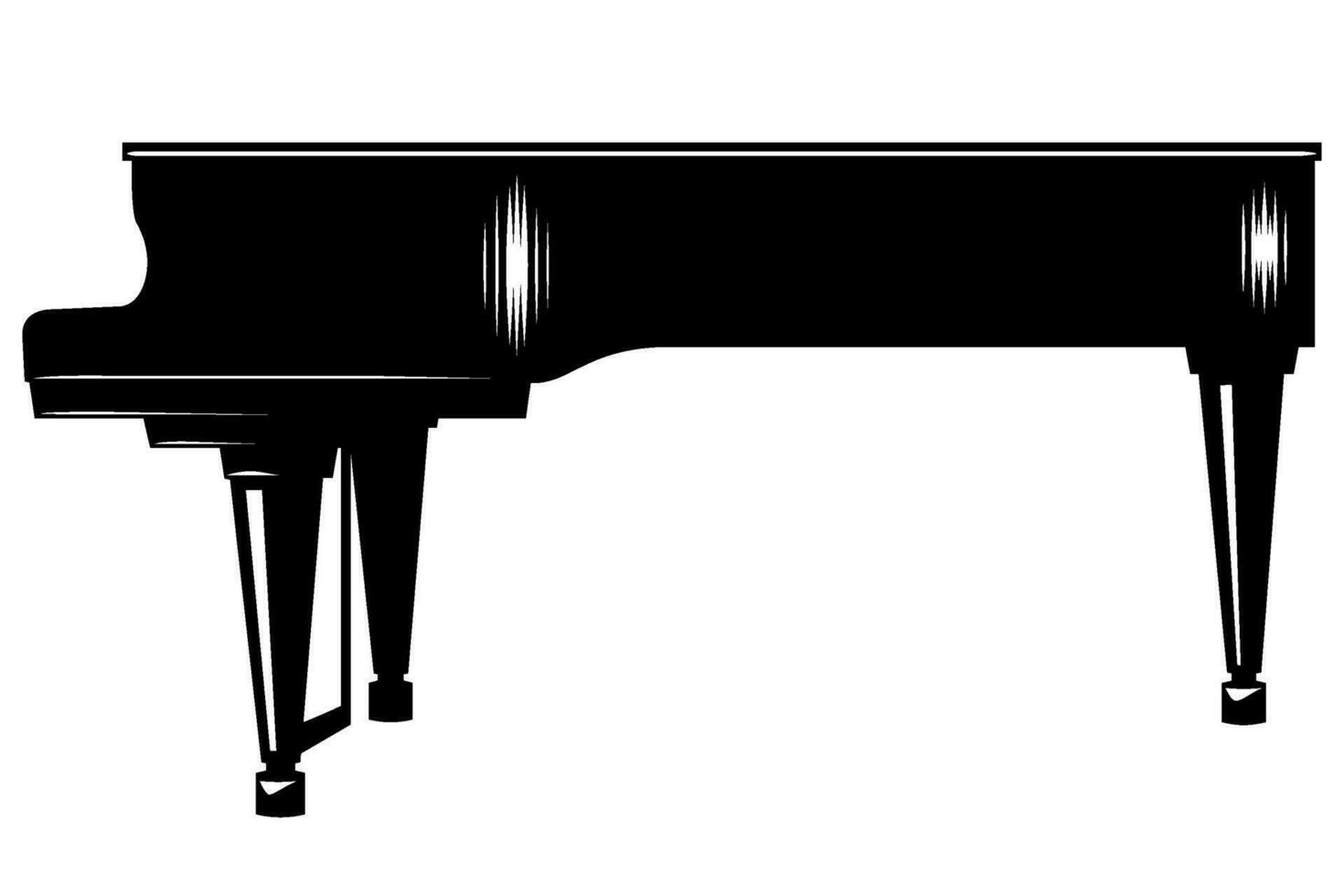Piano. Music instrument silhouette. Outline vector clipart isolated on white.