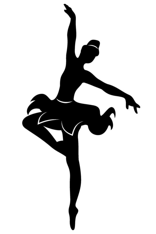 Ballet Dancer girl silhouette. Vector clipart isolated on white.