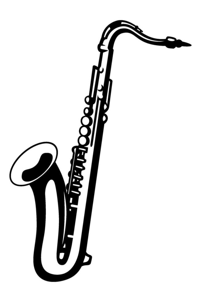 Saxophone. Music instrument icon. Outline vector clipart isolated on white.