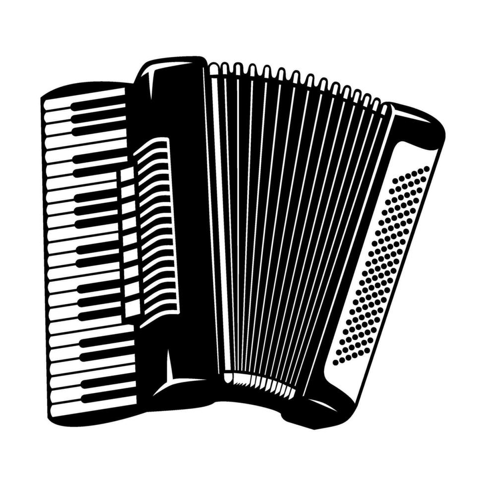 Accordion Silhouette. Vector clipart isolated on white.