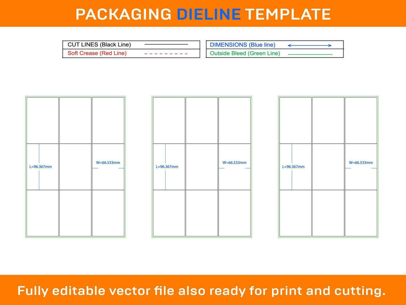 9 Adhesive Address Labels Dieline Template 96.367 x 66.533 mm vector