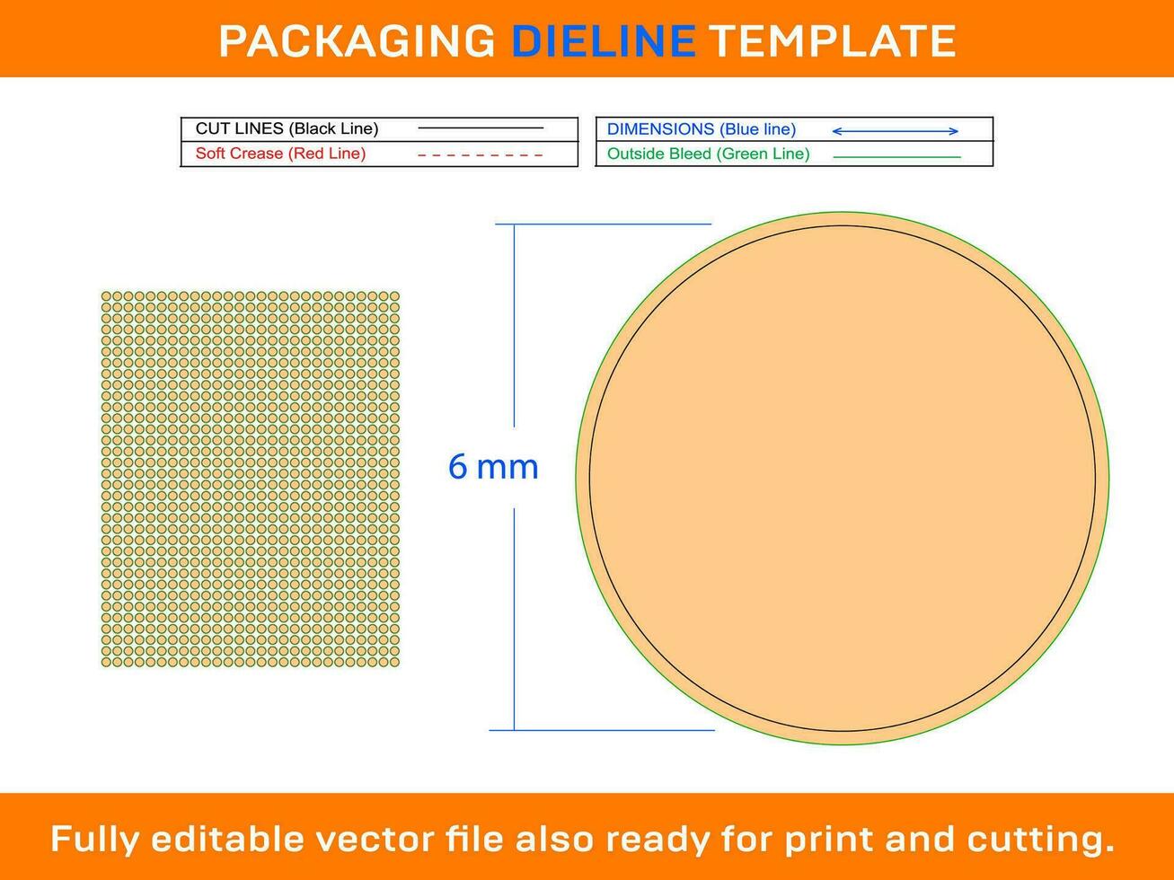 918pcs 6 mm CIRCLE OF ROUND LEVEL STICKER DIELINE vector