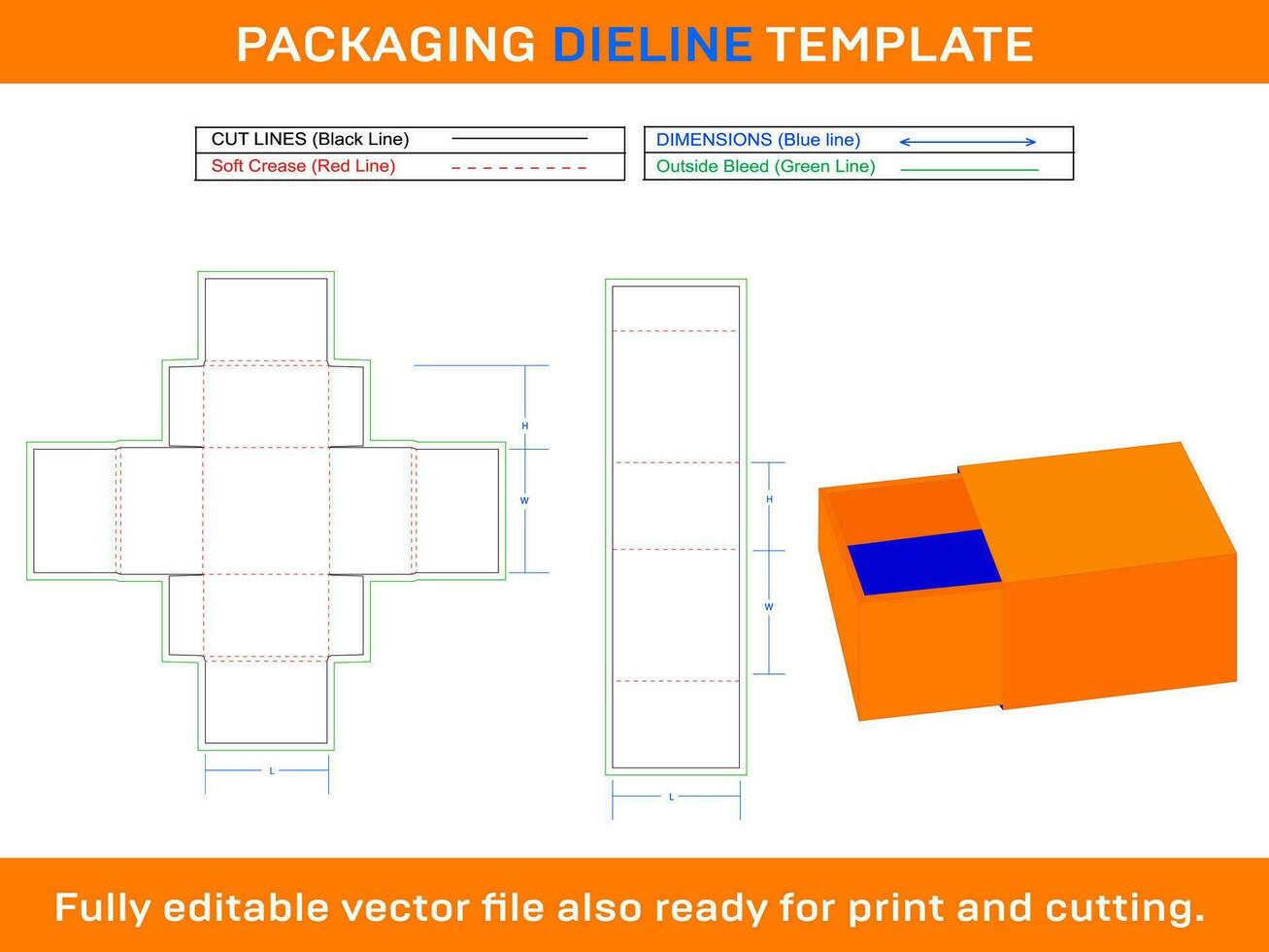 Wood Match Box, Dieline Template vector