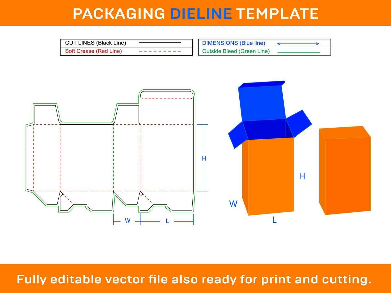Auto Lock Box, Storage Box, Gift Box Dieline Template SVG, Ai, EPS, PDF, DXF, JPG, PNG File vector