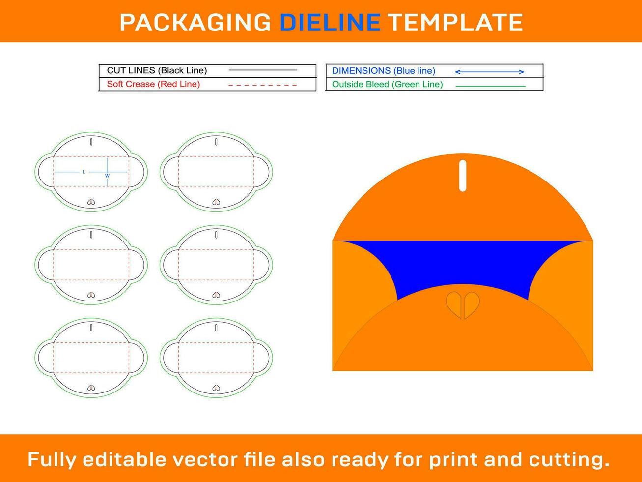 Nacklace Card 2.5 x 1 inch , Dieline Template vector