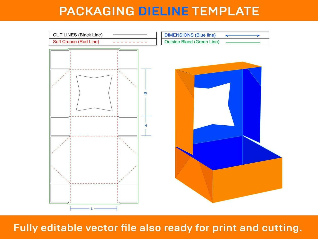 monitor tarta caja, dieline modelo vector