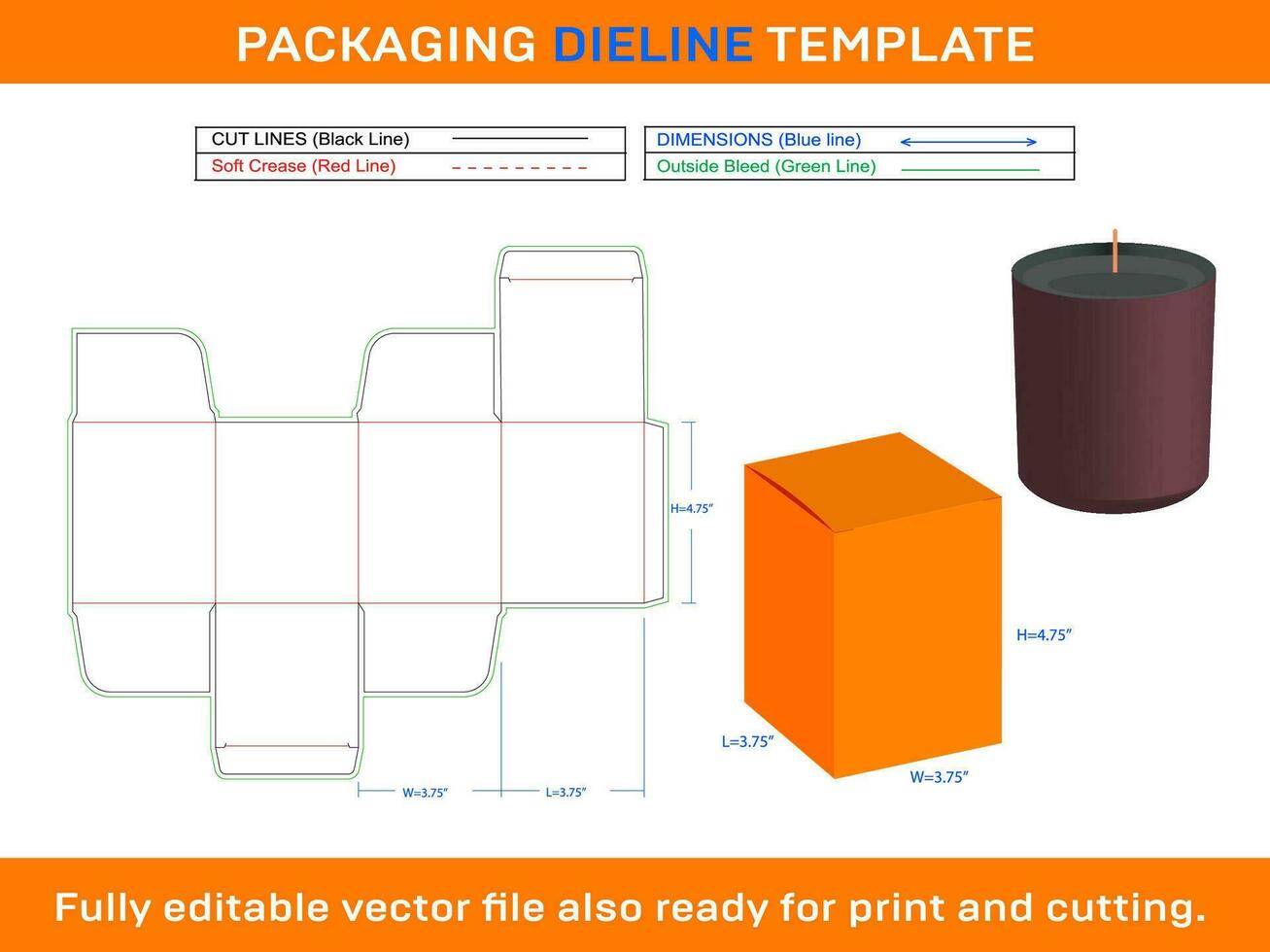 10 Oz Jar Candle Box Care Package Vector Dieline Template