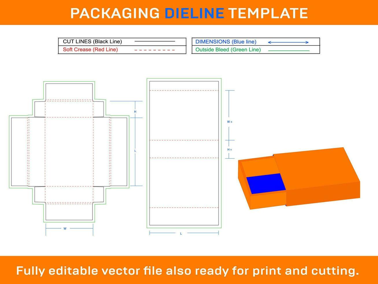 fuego partido caja, dieline modelo vector