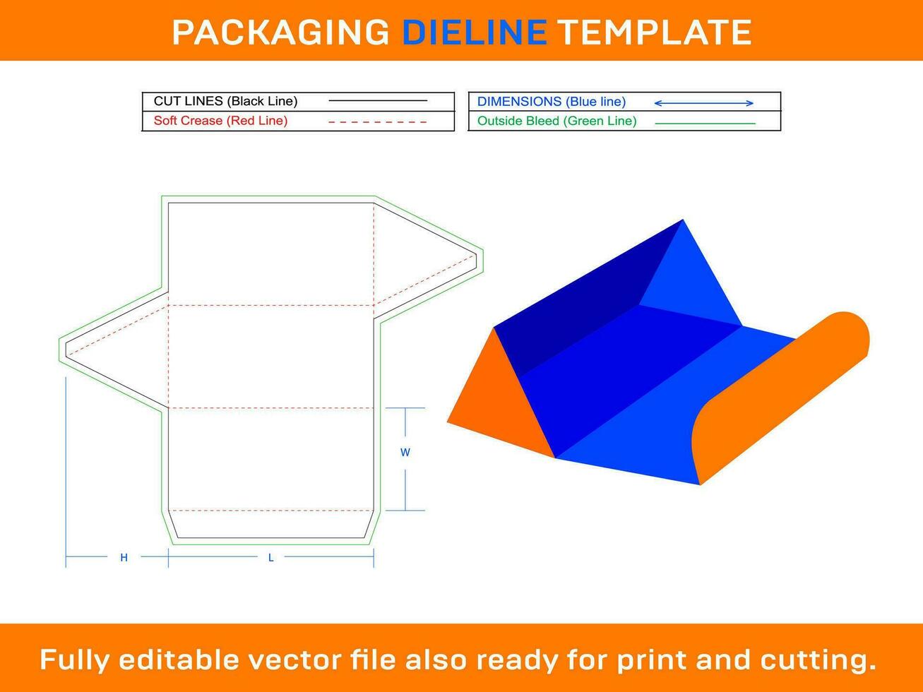 triángulo caja, regalo caja dieline modelo vector