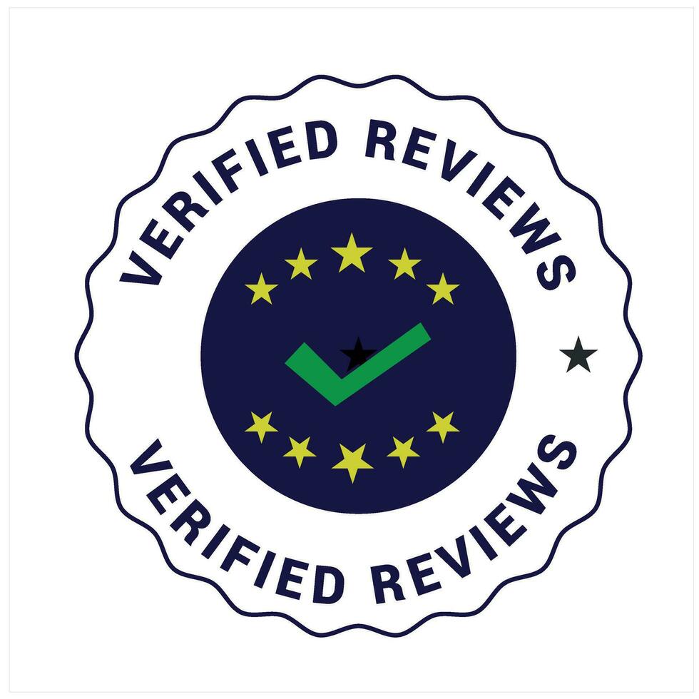 Vector verified reviews stamp icon, logo and symbol
