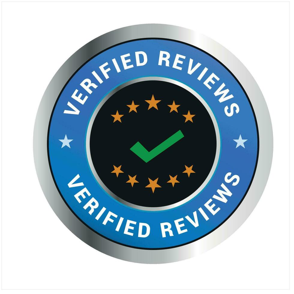 Vector verified reviews stamp icon, logo and symbol