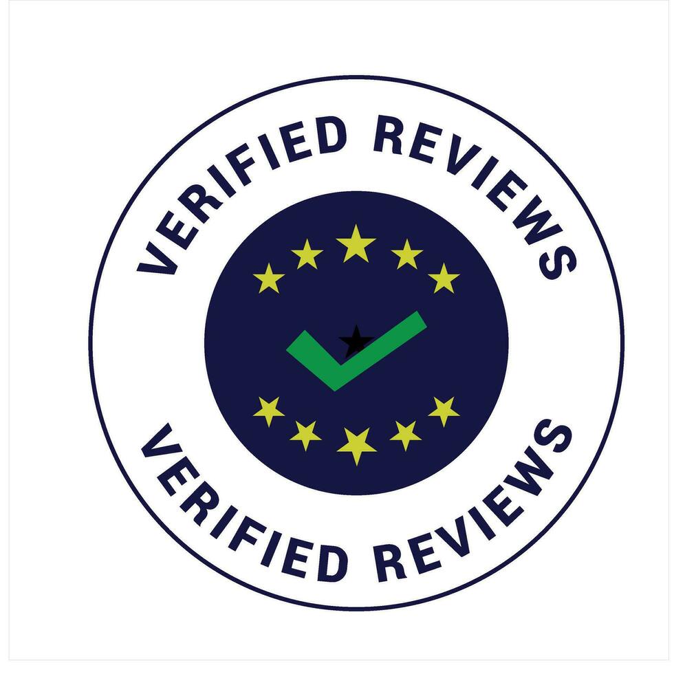 Vector verified reviews stamp icon, logo and symbol