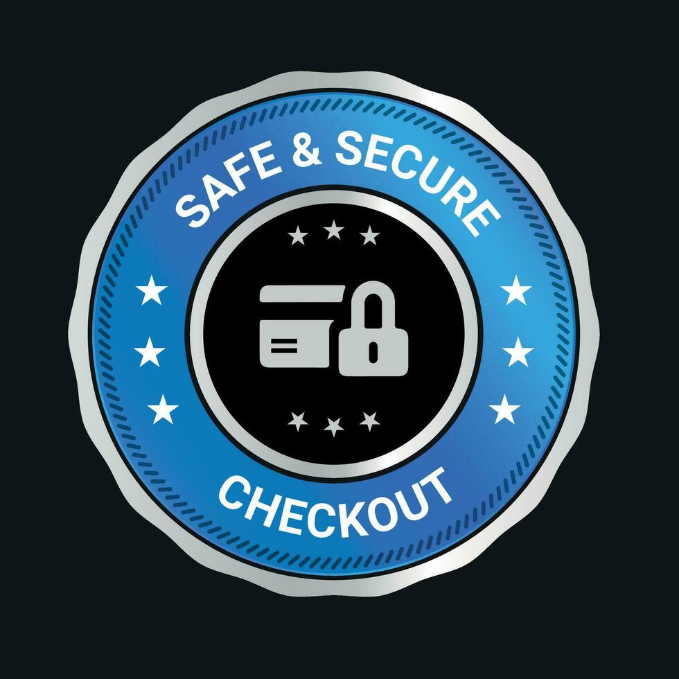 Safe Secure Checkout logo design and trust badge. checkout logo. secure logo desing vector