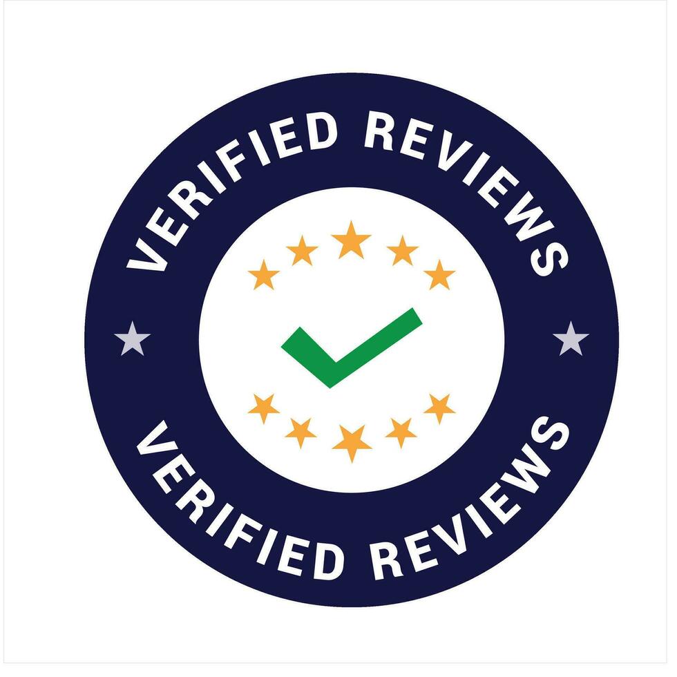 Vector verified reviews stamp icon, logo and symbol