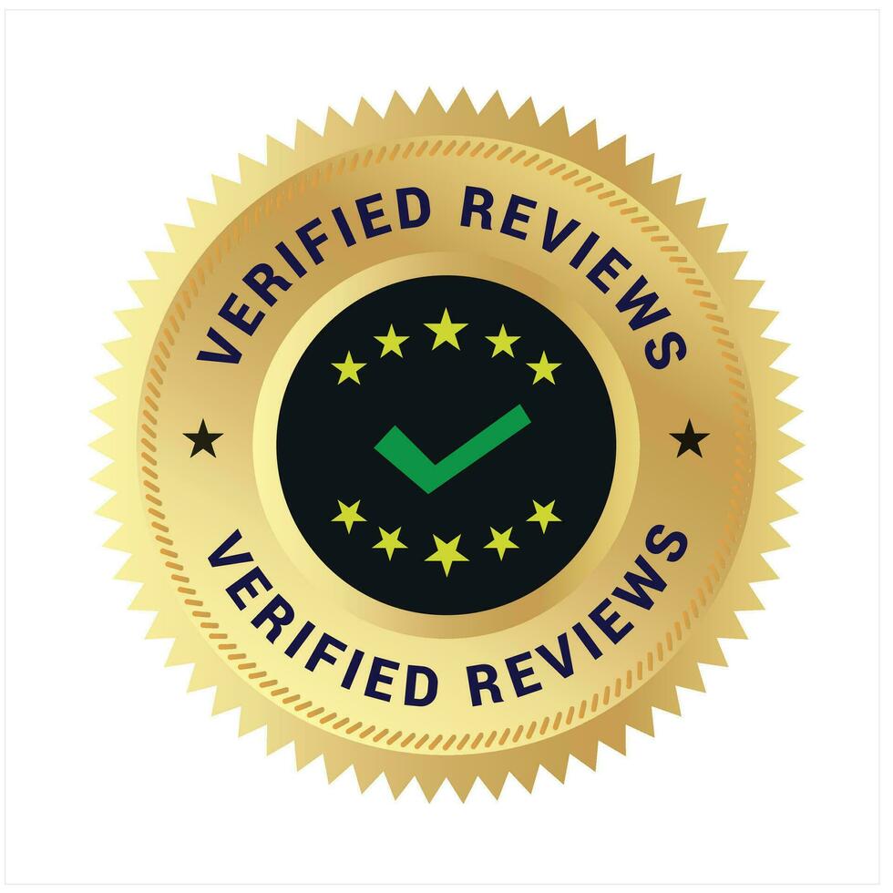 Vector verified reviews stamp icon, logo and symbol