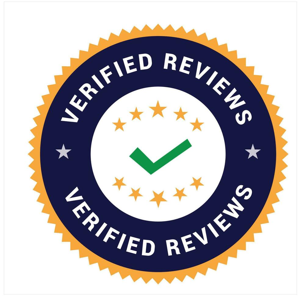 Vector verified reviews stamp icon, logo and symbol