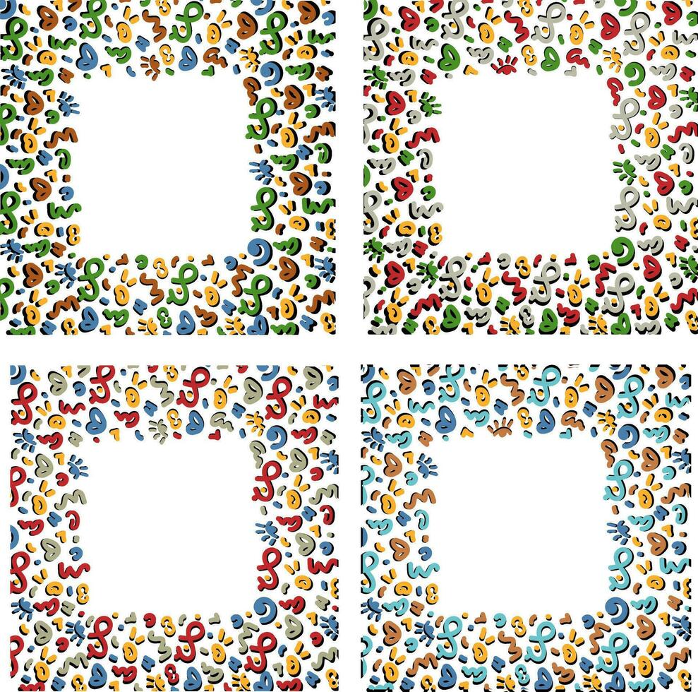 Fun 90s doodle geometric scribble squiggle kidcore square