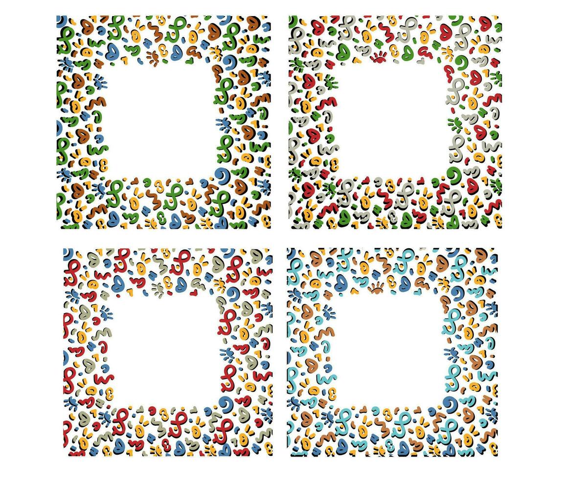 Fun 90s doodle geometric scribble squiggle kidcore frame vector