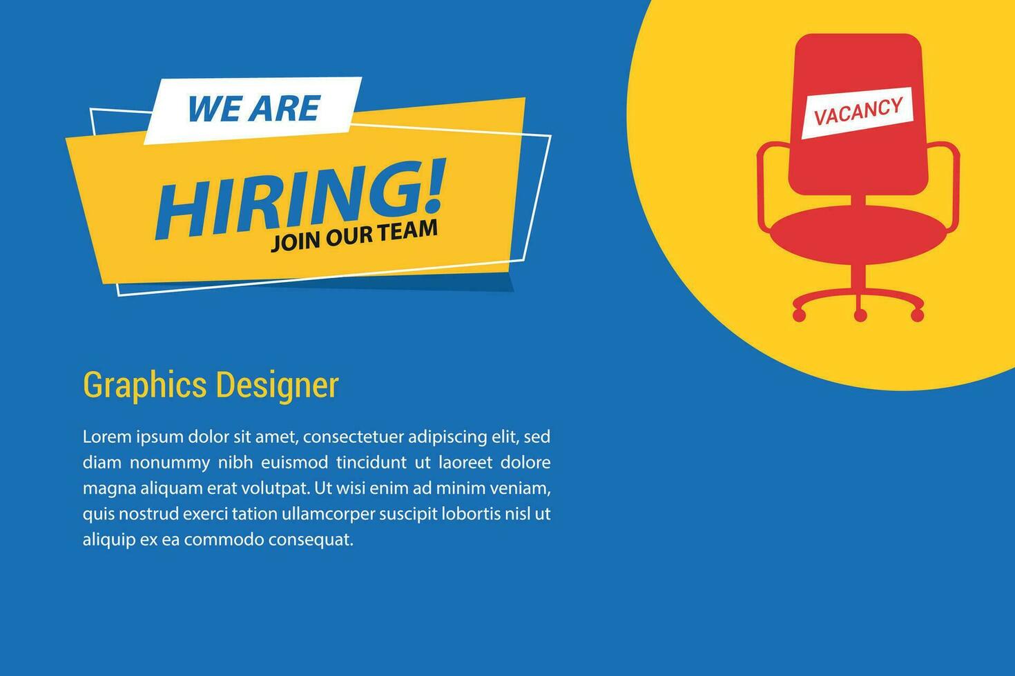 Vector we are hiring banner. hiring recruitment design. we are hiring join our team announcement