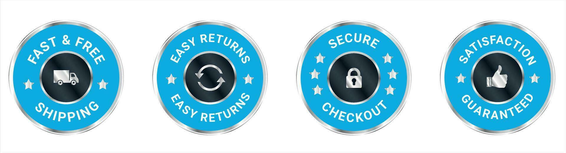 Money back guarantee, Free Shipping Trust Badges ,Trust Badges, secure checkout, easy returns vector