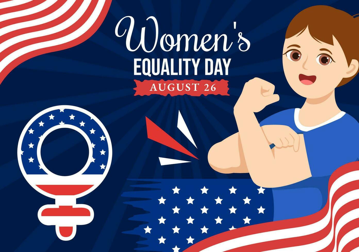 Womens Equality Day in United States Vector Illustration on August 26 with Women Right History Month in Flat Cartoon Hand Drawn background Templates