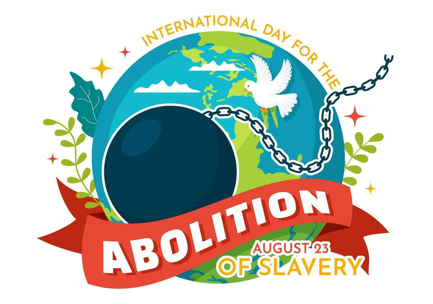 International Day of the Remembrance of the Slave Trade and its Abolition Vector Illustration on 23 August with Handcuff and Dove Bird in Templates