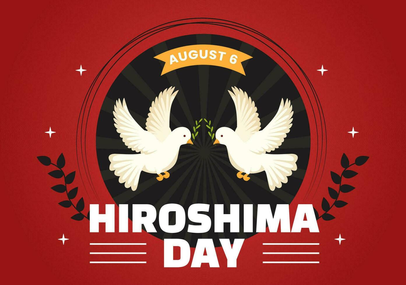 Hiroshima Day Vector Illustration on 6 August with Peace Dove Bird and Nuclear Explosion Background in Flat Cartoon Hand Drawn Templates