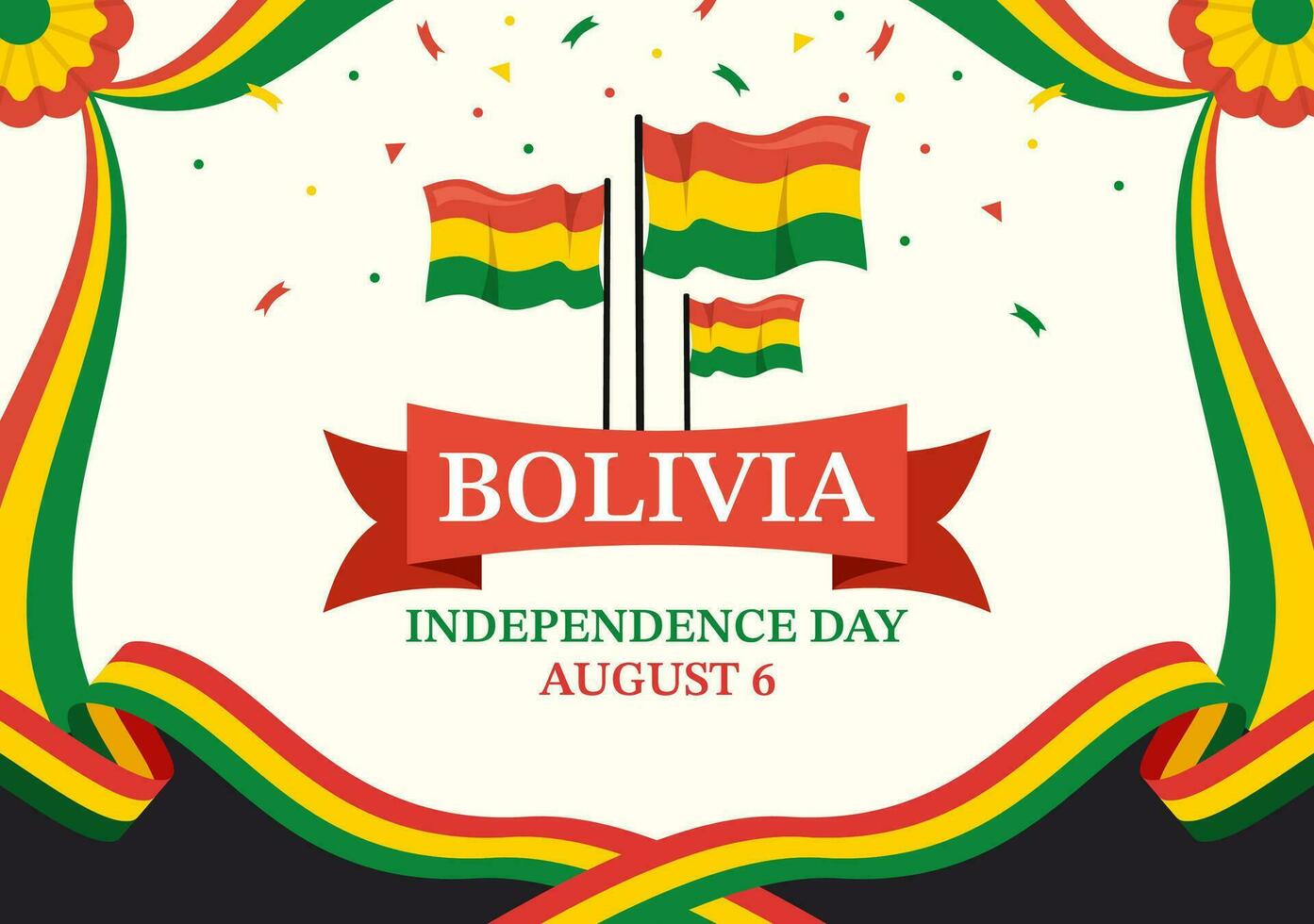 Bolivia Independence Day Vector Illustration on 6 August with festival National Holiday in Flat Cartoon Hand Drawn Landing Page Background Templates