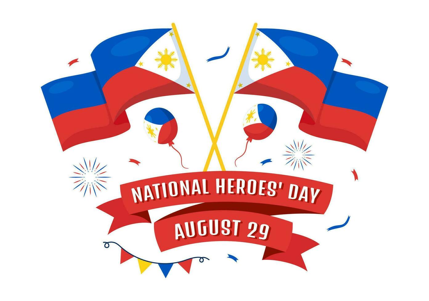 contento Filipinas nacional héroes día vector ilustración con ondulación bandera en héroe celebracion plano dibujos animados mano dibujado antecedentes plantillas