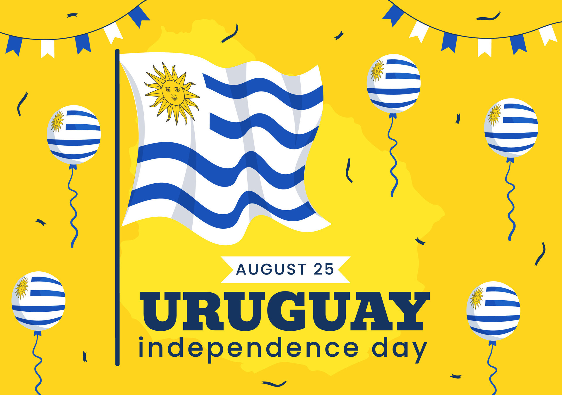 Happy Uruguay Independence Day Vector Illustration on 25 August with