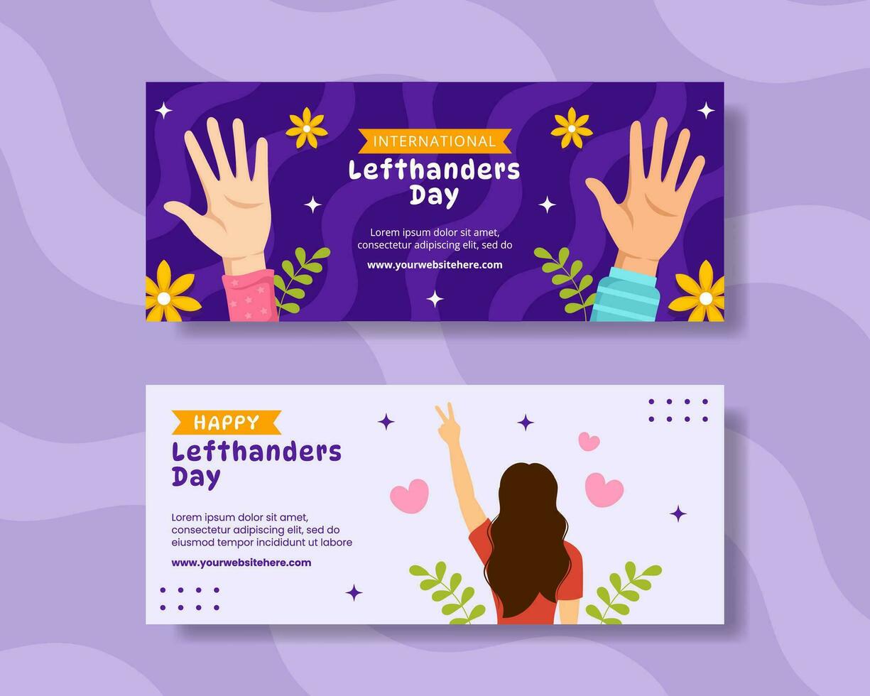 Happy Left Handers Day Horizontal Banner Flat Cartoon Hand Drawn Templates Background Illustration vector