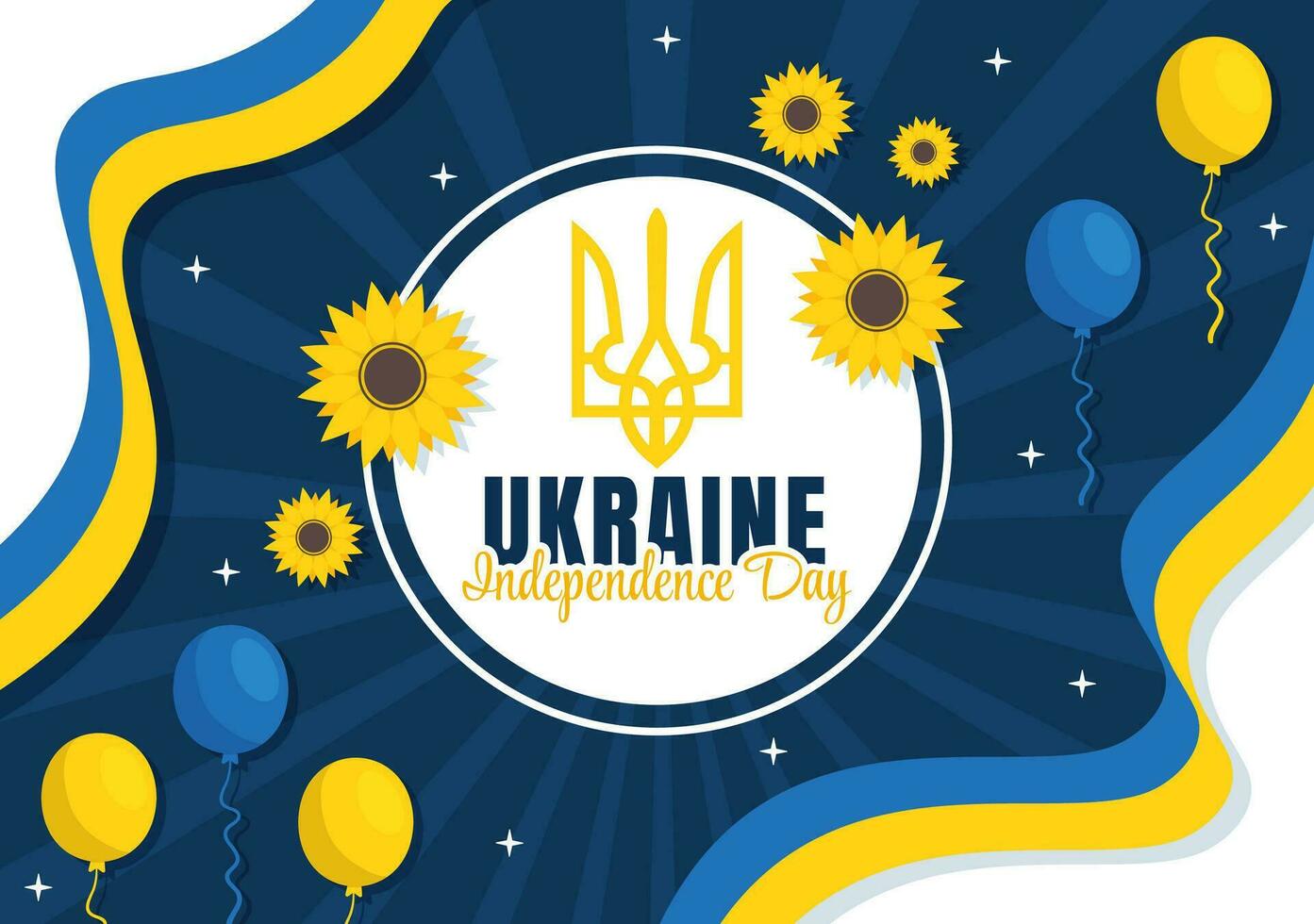 Happy Ukraine Independence Day Vector Illustration on 24 August with Ukrainian Flag Background in National Holiday Flat Cartoon Hand Drawn Templates