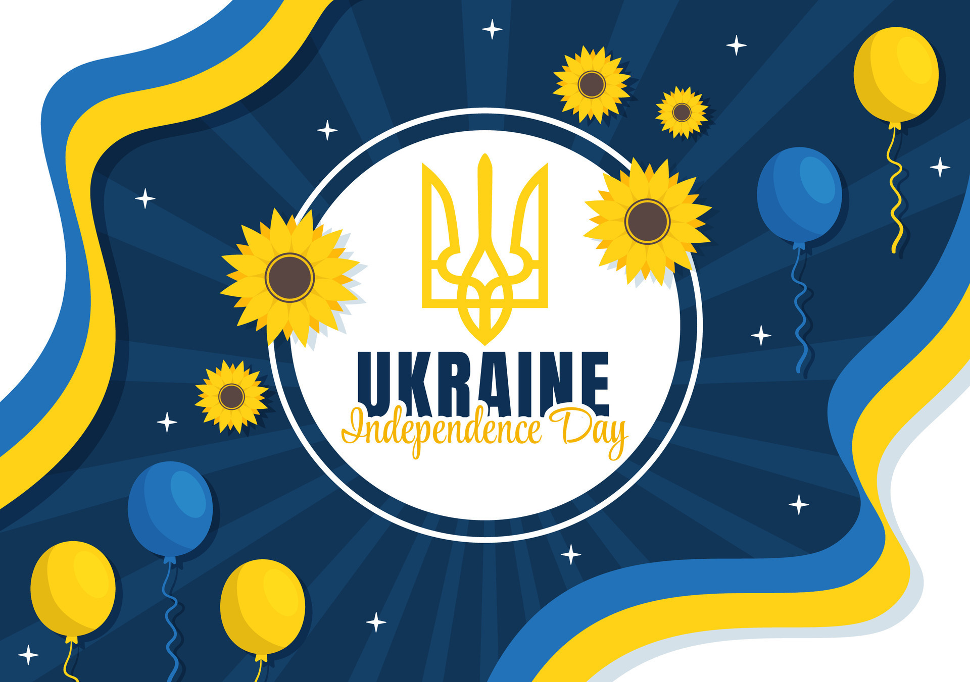 Happy Ukraine Independence Day Vector Illustration on 24 August with Ukrainian Flag Background