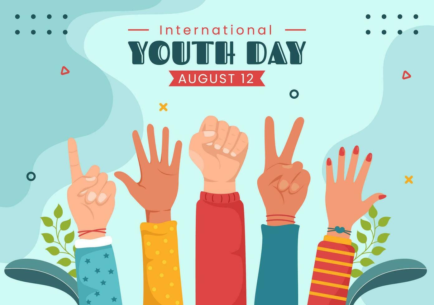 International Youth Day Social Media Background Flat Cartoon Hand Drawn Templates Illustration vector