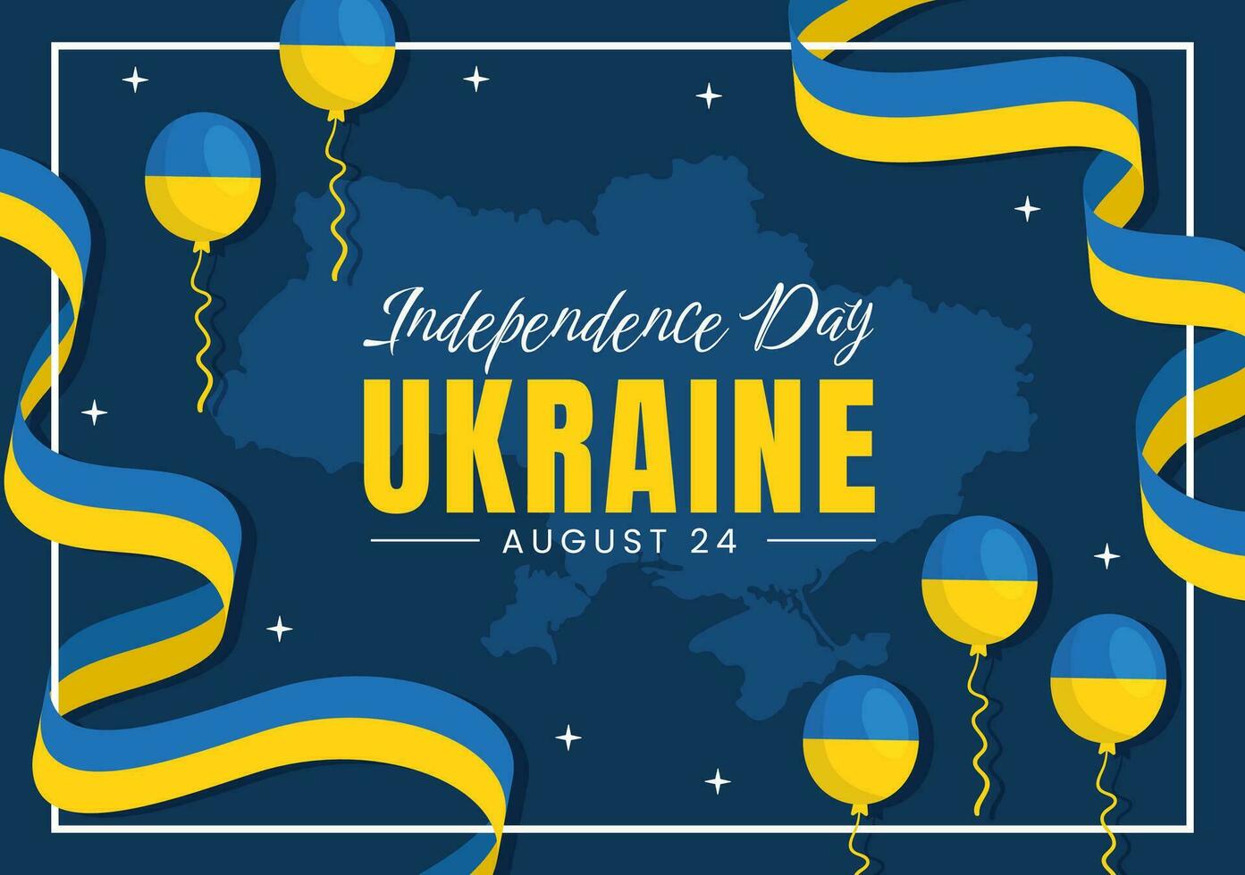 Happy Ukraine Independence Day Vector Illustration on 24 August with Ukrainian Flag Background in National Holiday Flat Cartoon Hand Drawn Templates