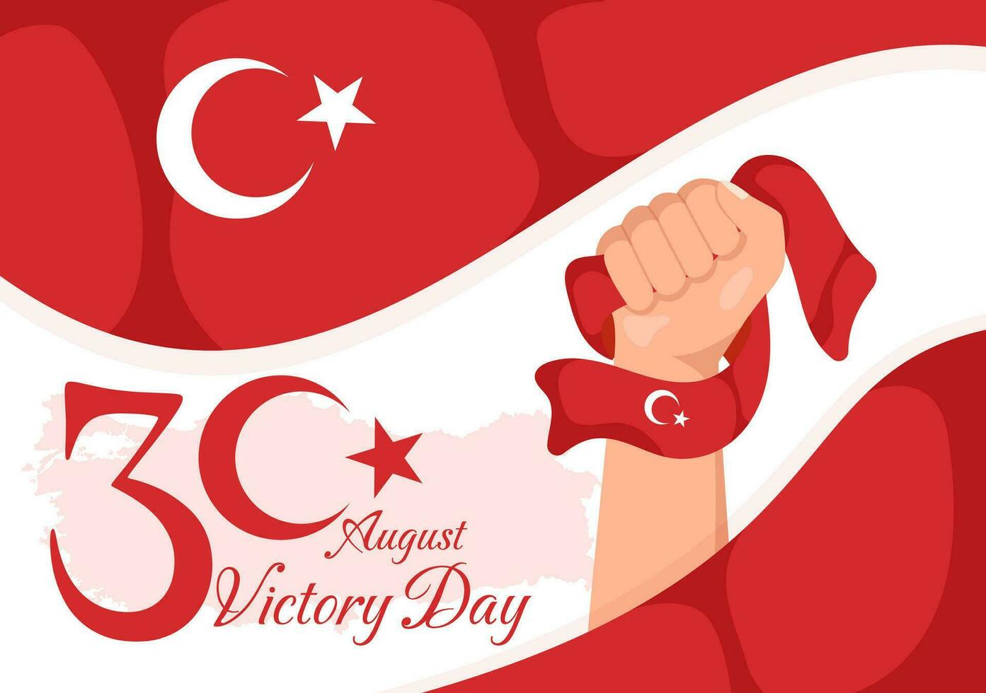 Turkey Victory Day Vector Illustration on 30 august with Zafer Bayrami Celebration in Flat Cartoon Hand Drawn Background Templates