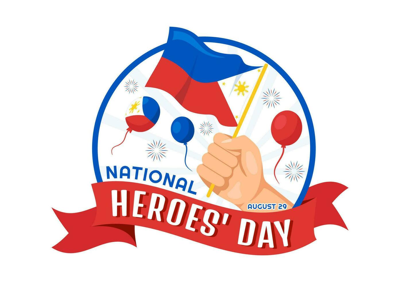 Happy Philippines National Heroes Day Vector Illustration with Waving Flag in Hero Celebration Flat Cartoon Hand Drawn Background Templates